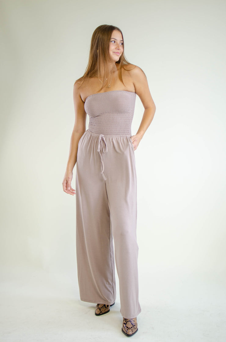 Hailee Strapless Jumpsuit Mocha