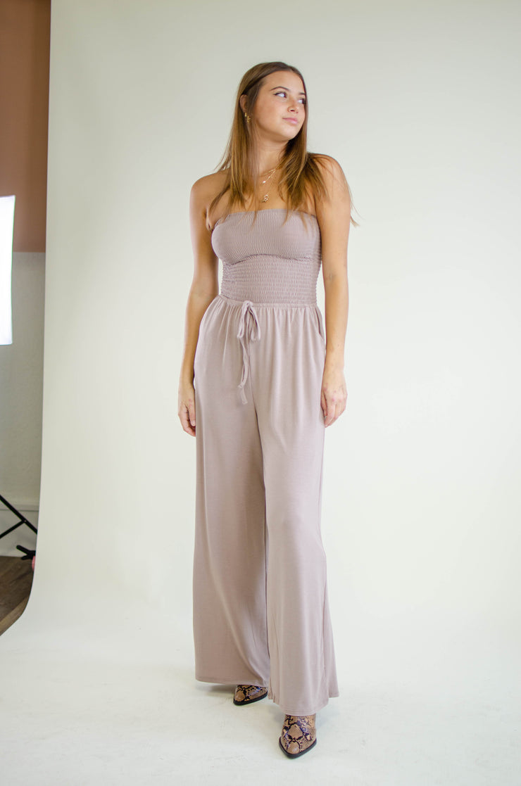 Hailee Strapless Jumpsuit Mocha