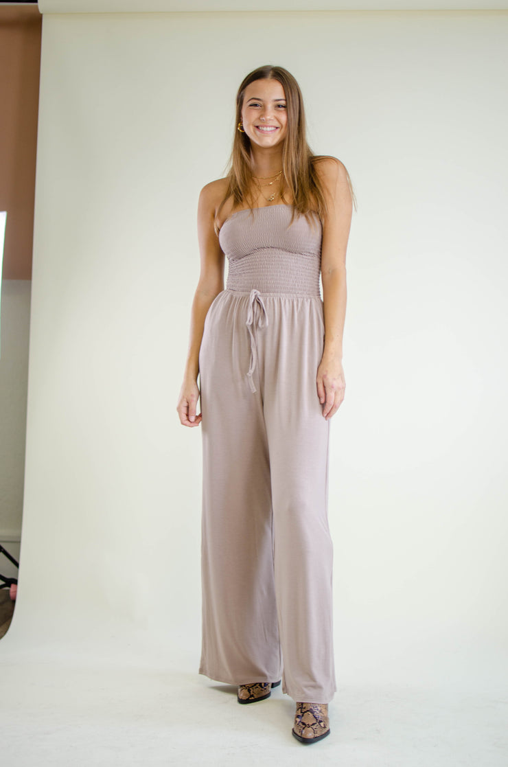 Hailee Strapless Jumpsuit Mocha