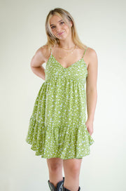 Isla Floral Mini Dress Sage