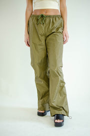 Lia Low Rise Parachute Pants Olive