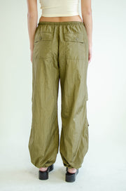Lia Low Rise Parachute Pants Olive