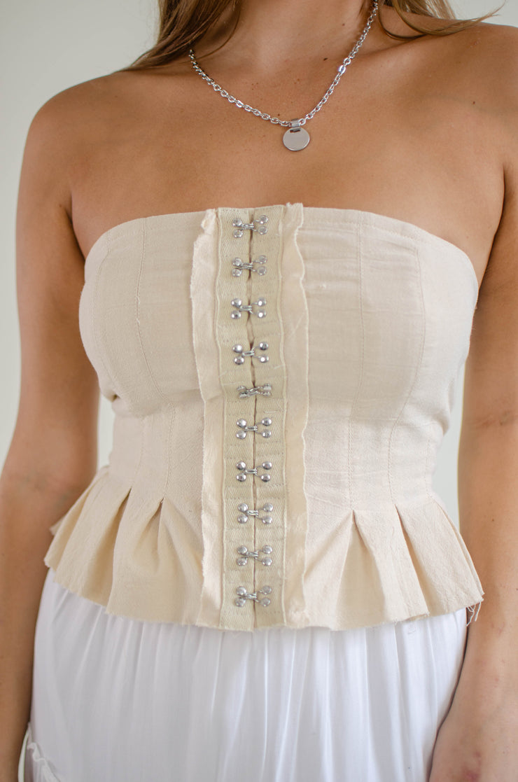 Everly Corset Tube Top Beige