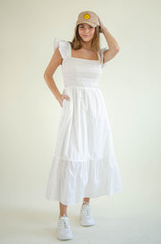 Olivia Smock Midi Dress White