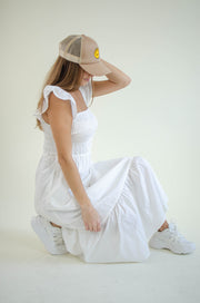 Olivia Smock Midi Dress White