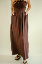 Tamira Strapless Maxi Dress Brown
