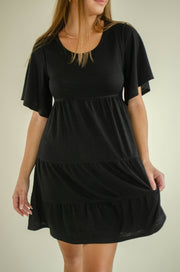 Chasity Tiered Mini Dress Black