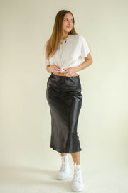 Rosie Satin Midi Skirt Black