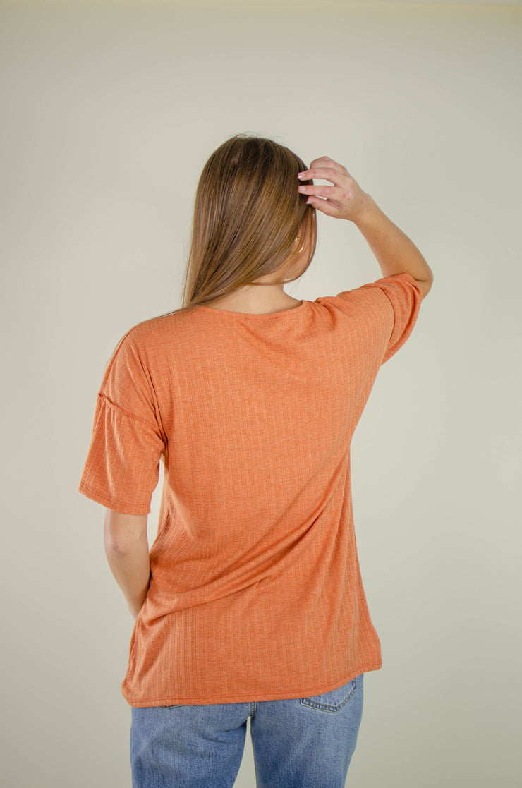 Marie Oversized Stitch Top Orange