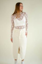 Charli Floral Lace Mesh Top White