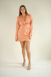 Elisa Satin Mini Dress Peach