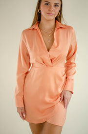 Elisa Satin Mini Dress Peach