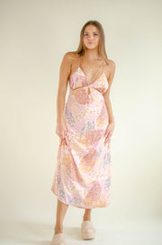 Court Tie Back Strap Maxi Dress Pink