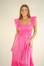 Olivia Smock Midi Dress Pink