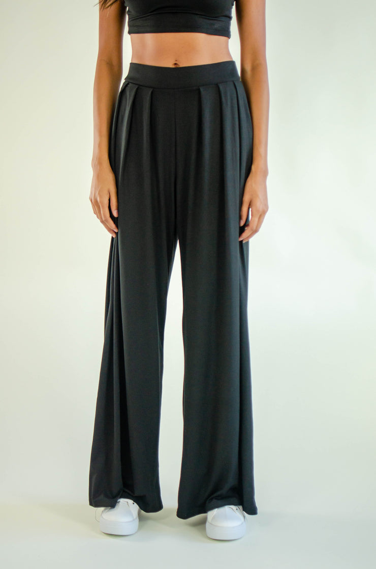 Brandy Pleated Wide Leg Pants Black