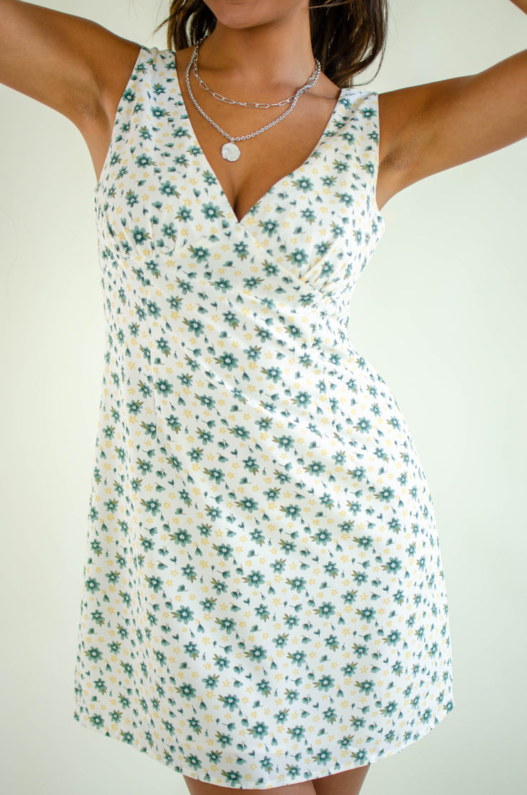 Nora Floral Mini Dress Green