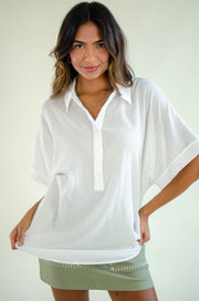 Nelly Oversized Button Top White