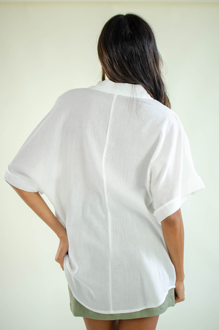 Nelly Oversized Button Top White