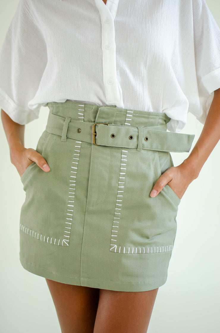 Nessa Twill Skirt Light Olive