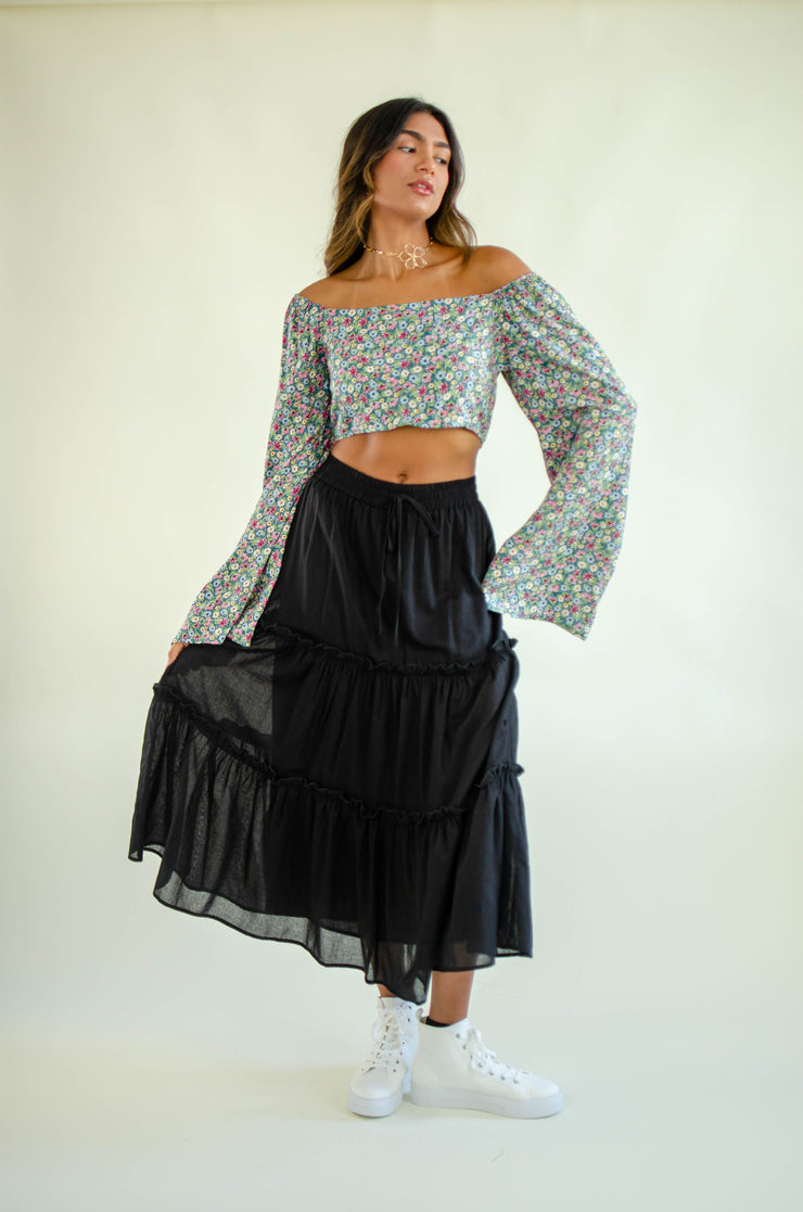 Hope Floral Crop Top Green