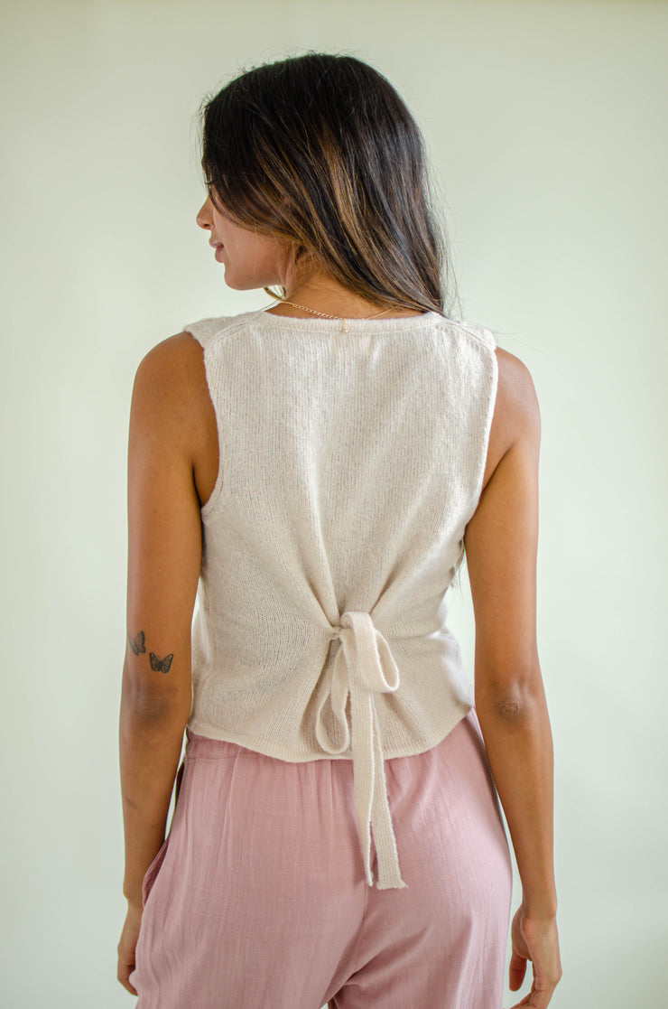 Anna Embroidered Vest Natural