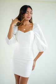 Mandy Puff Sleeve Dress White