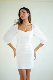 Mandy Puff Sleeve Dress White