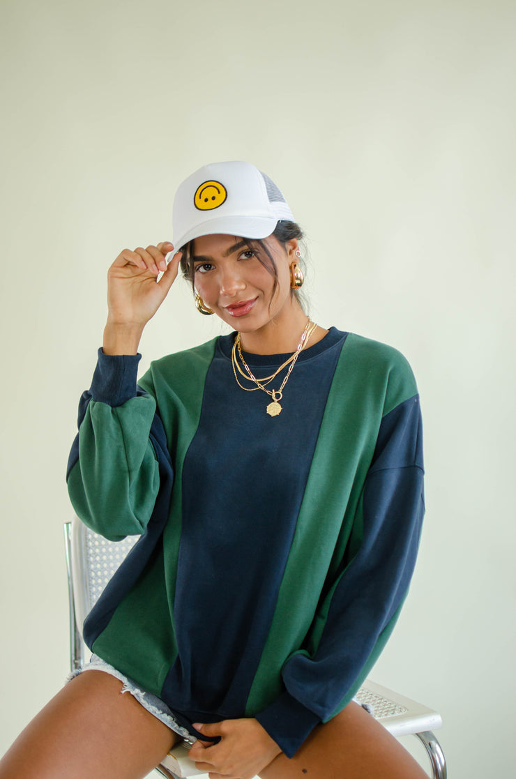 Kyle Oversized Stripe Sweatshirt Navy