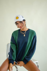 Kyle Oversized Stripe Sweatshirt Navy