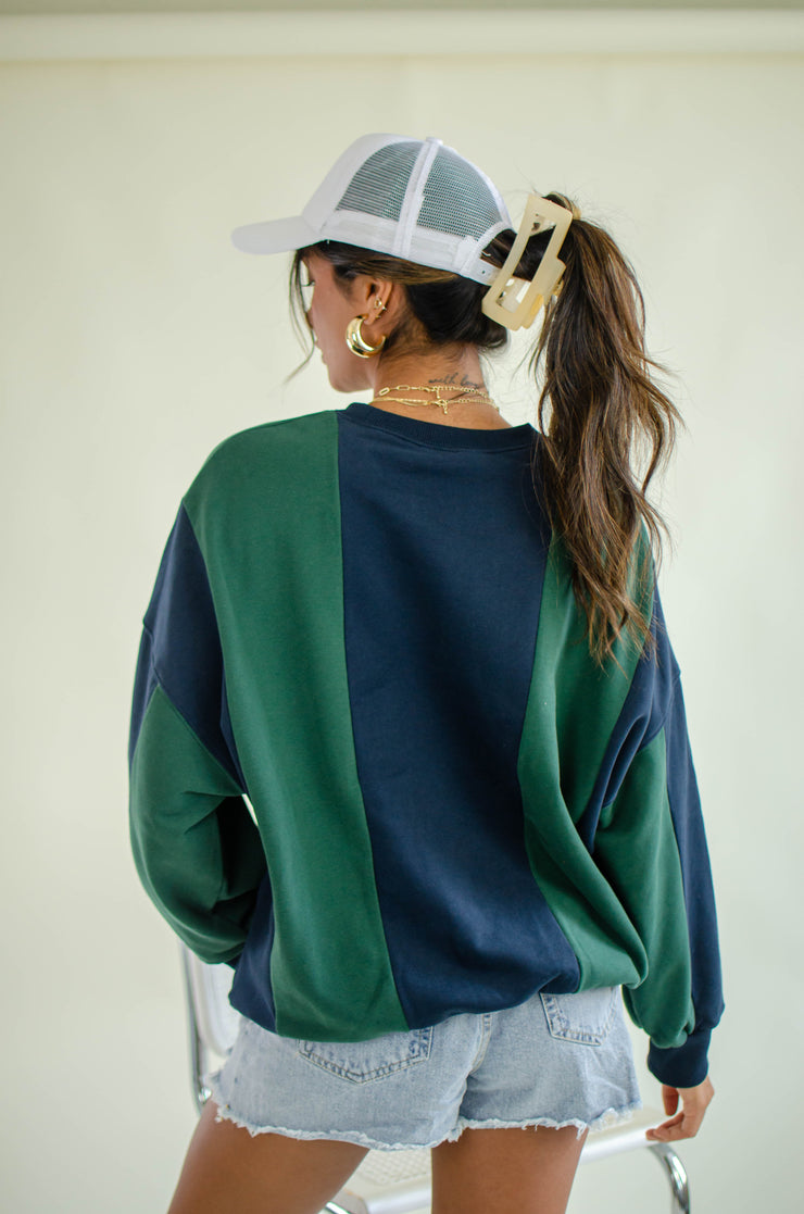 Kyle Oversized Stripe Sweatshirt Navy