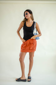 Maya Cargo Mini Skirt Rust
