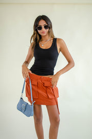 Maya Cargo Mini Skirt Rust