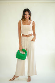 Alexa Knit Corset Tank Cream