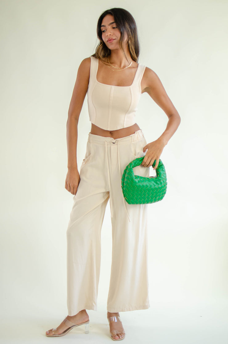 Alexa Knit Corset Tank Cream