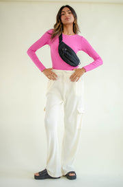 Lana Ribbed Bodysuit Hot Pink