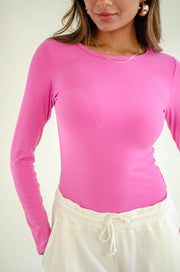 Lana Ribbed Bodysuit Hot Pink