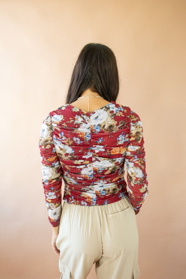 Ivy Floral Corset Top Red