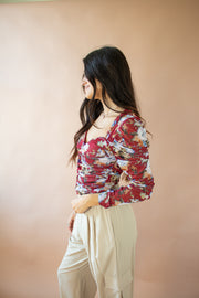 Ivy Floral Corset Top Red