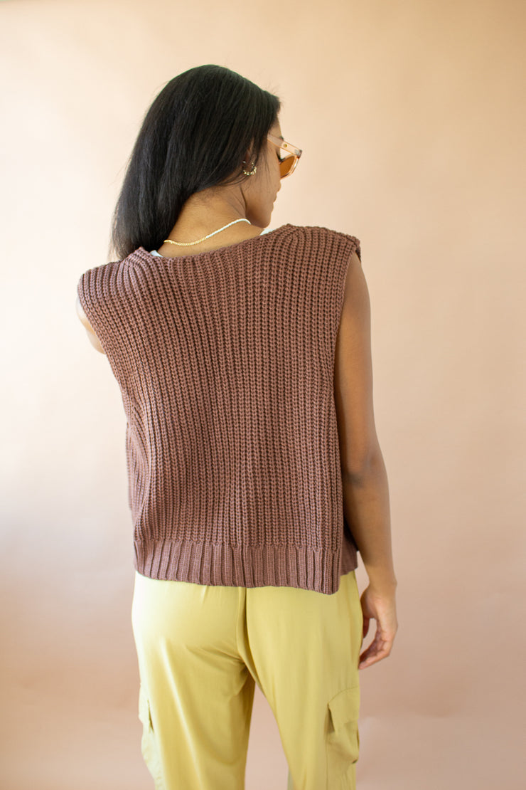 Jacqui Knit Vest Brown