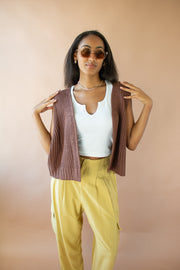 Jacqui Knit Vest Brown