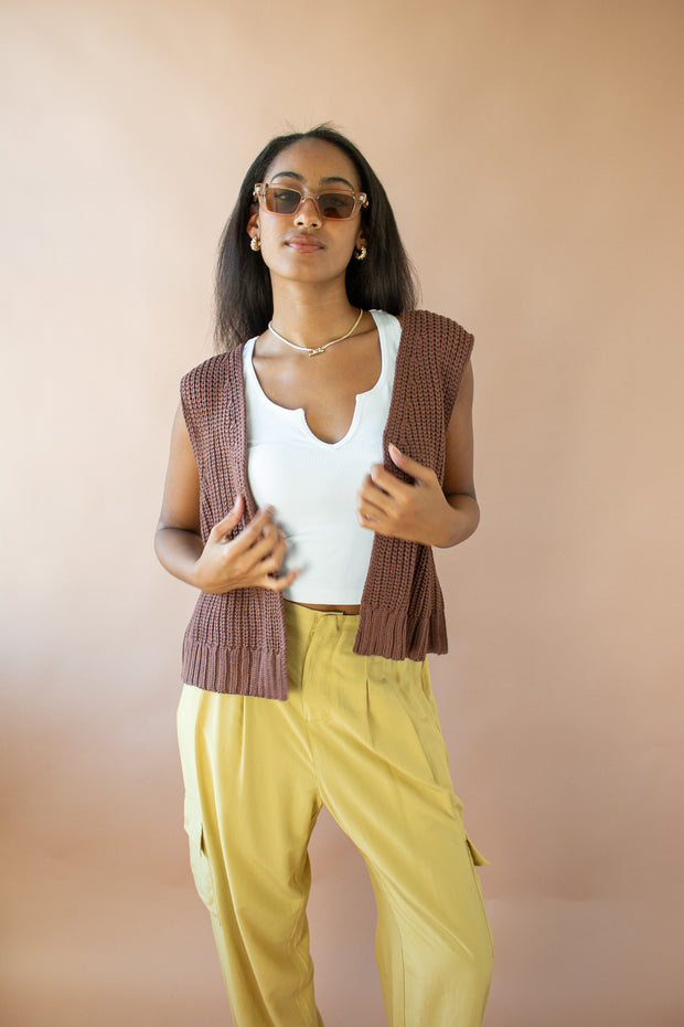 Jacqui Knit Vest Brown