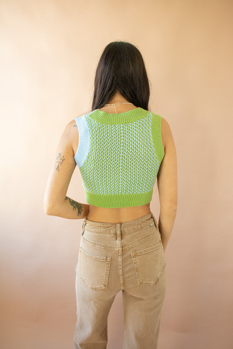 Jerry Sweater Two Toned Vest Green/Blue