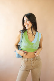 Jerry Sweater Two Toned Vest Green/Blue