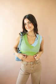 Jerry Sweater Two Toned Vest Green/Blue