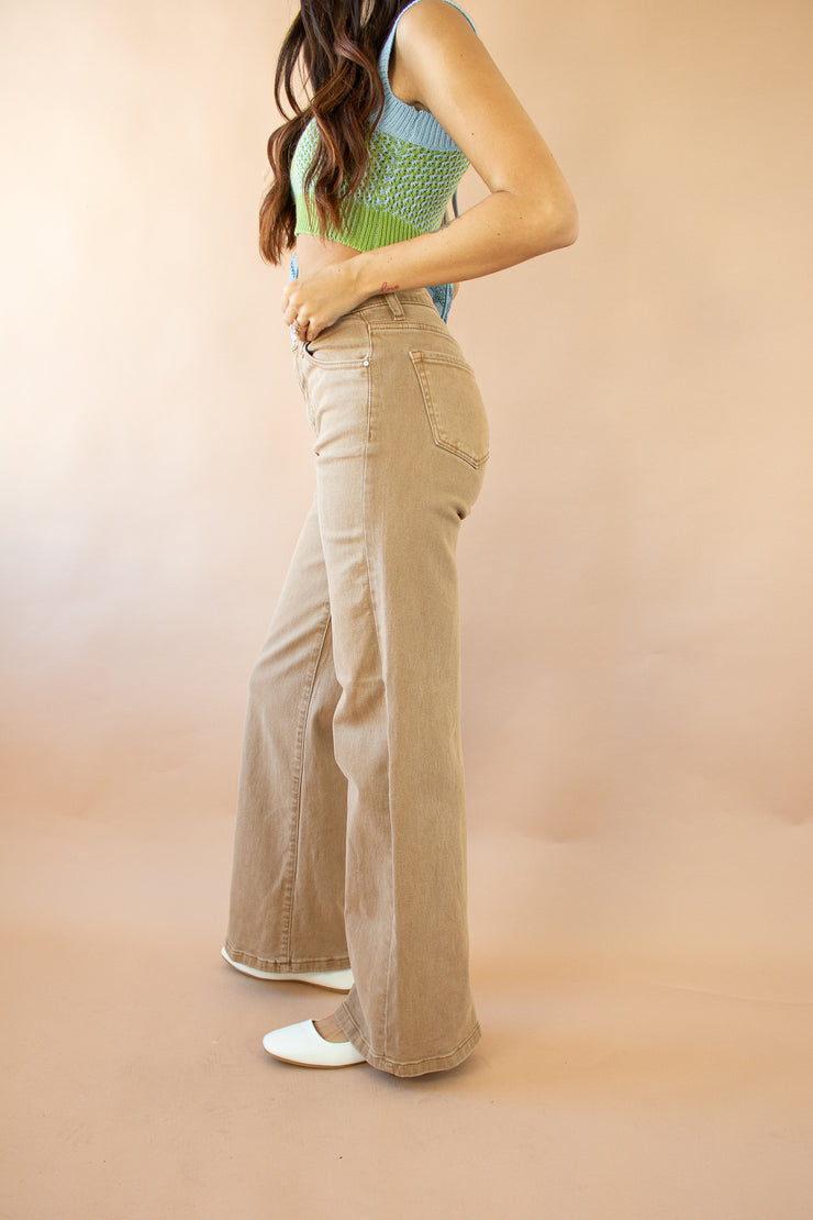 Kristian Wide Leg Jeans Tan