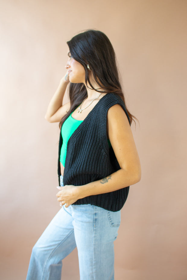 Jacqui Knit Vest Black