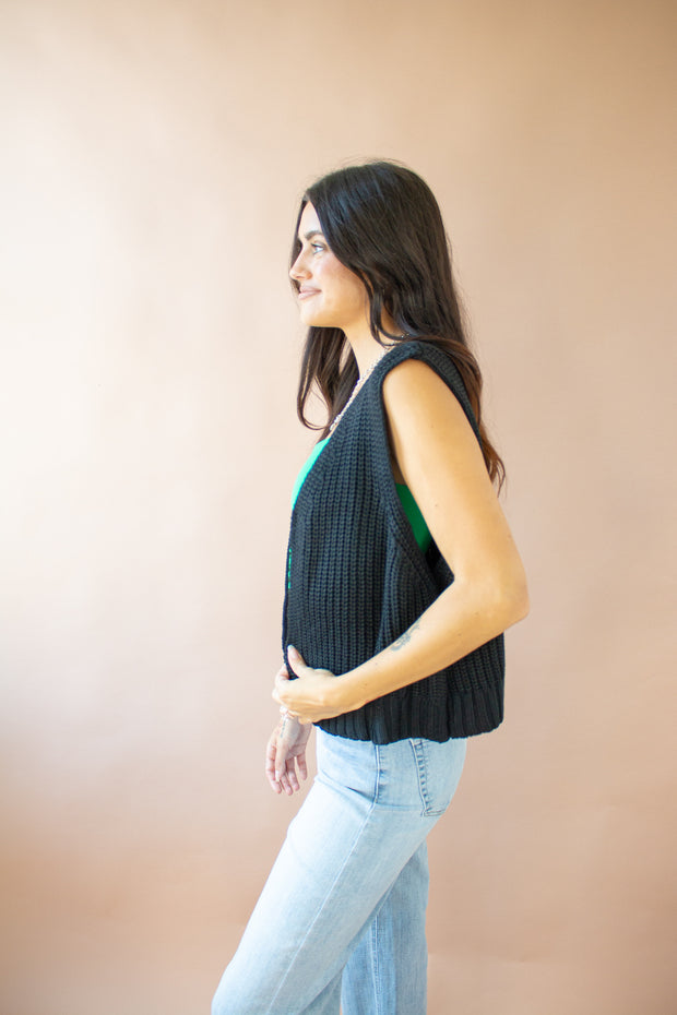 Jacqui Knit Vest Black