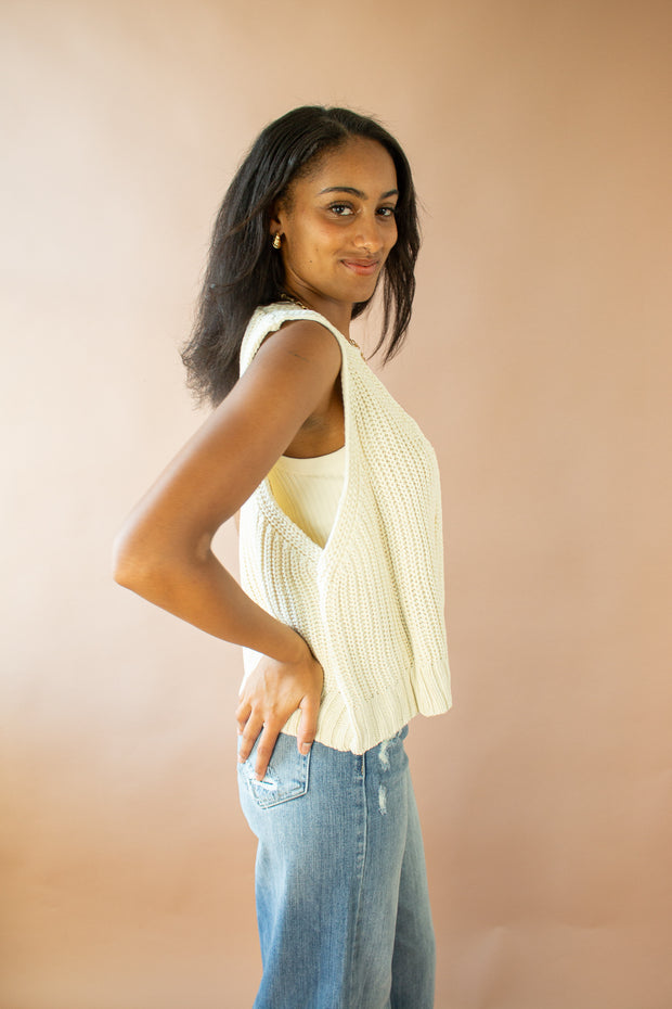 Jacqui Knit Vest Ivory