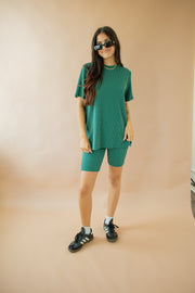 Nylah Oversized Ribbed Tee Green