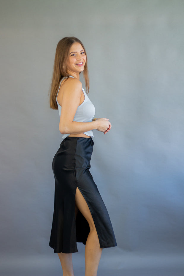Azalea Satin Midi Skirt